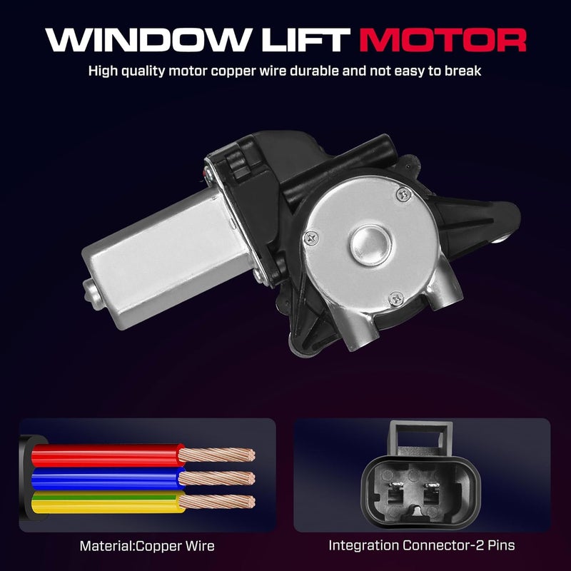 XIMAKA Rear Driver Side Power Window Regulator with Motor (2 Pins) Fit for 1997-2005 Buick Century 1997-2004 Regal, 1998-2002 Oldsmobile Intrigue, 741-710 - Image 4
